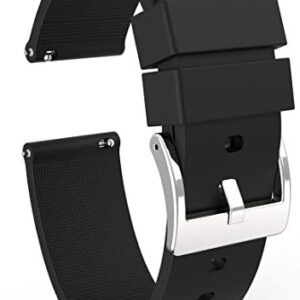 Wellfit Watch Strap, Soft Silicone Quick Release Watch Band, Stainless Steel Buckle, Choose Color & Width,18mm, 20mm, 22mm, Silky Smooth Rubber Watch Bands