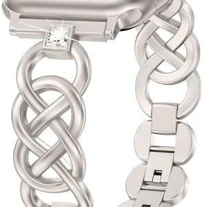 Moolia Elegant Celtic Knot Strap Compatible with Apple Watch Band 42/41/40/38/46/45/44/49mm Sparkling Braided Metal Women Replacement Bracelet for iWatch Ultra Series 10/9/8/7/6/5/4/3/2/1