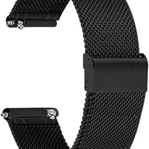 TStrap Mesh Watch Band Metal - Black Quick Release Watch Bands for Men Women - Stainless Steel Smart Watches Strap Bracelet Replacement - 10mm 12mm 14mm 16mm 18mm 20mm 22mm