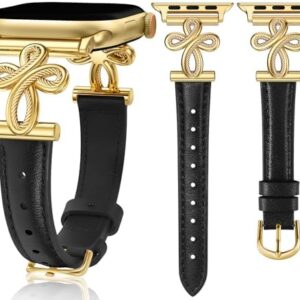 TOYOUTHS Infinity Cross Leather Band Compatible with Apple Watch Bands Women 38/40/41/42/44/45/46/49mm, Celtic Knot Dressy Slim Thin Designer Strap for iWatch Series 10/9/Ultra/SE/8/7/6/5/4/3/2/1