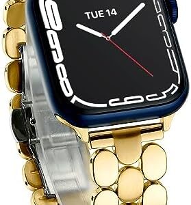 Designer Band for Apple Watch 40mm 41mm 42mm 38mm 44mm 45mm 46mm 49mm for Women, Stainless Steel Dressy Bands Compatible with Apple Watch Series 10,Se,9,8,7,6,5,4,3,2,1 for iWatch